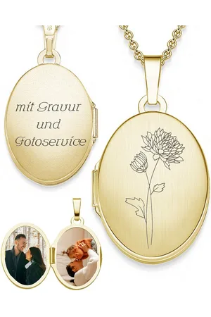 Amoonic Amulett Medaillon Oval Gravur Geburtsblume zum Öffnen für Bilder Silber 925 (inkl. Schmucktäschchen), Anhänger aufklappbar befüllbar Foto Gravur Geburtsblume November - Verkäufer: