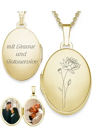 Amoonic Amulett Medaillon Oval Gravur Geburtsblume zum Öffnen für Bilder Silber 925 (inkl. Schmucktäschchen), Anhänger aufklappbar befüllbar Foto Gravur Geburtsblume Juli - Verkäufer: