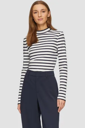 QS by s.Oliver Langarmshirt Langarmshirt mit Rippstruktur und Stehkragen - Verkäufer: