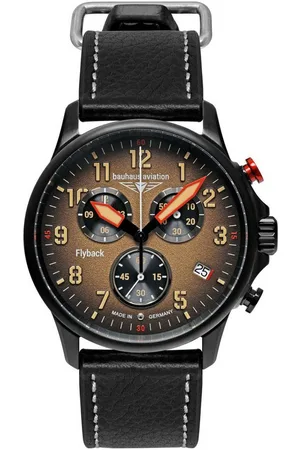 Bauhaus Chronograph Flight Control Blackwing Flyback 2888-5, Armbanduhr, Herrenuhr, Made in Germany, analog, Tag, Stoppfunktion
