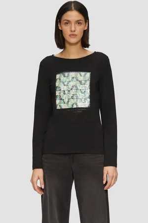 QS by s.Oliver Langarmshirt Langarmshirt mit Frontprint und Pailletten Artwork - Verkäufer: