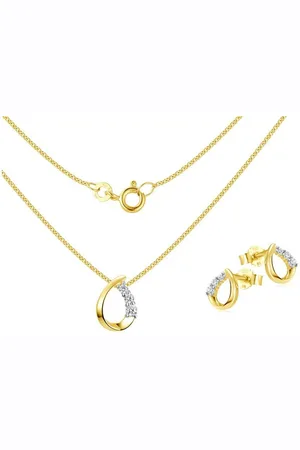 Silberkettenstore Schmuckset Schmuckset 3tlg. Panzerkette 1,2mm mit Anh. & Ohrst. SJR2048- 333 Gold - Verkäufer: silberketten-store