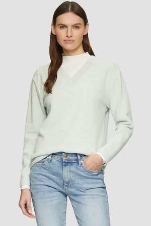QS by s.Oliver Sweatshirt Weiches Sweatshirt mit V-Ausschnitt Rippblende - Verkäufer: