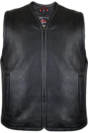Herren Lederweste Bikerweste Custom Motorradweste Schwarz Clubweste