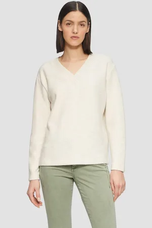 QS by s.Oliver Sweatshirt Weiches Sweatshirt mit V-Ausschnitt Rippblende - Verkäufer:
