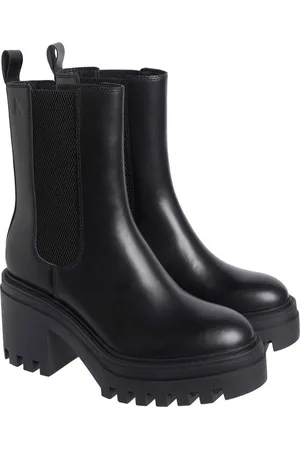 Calvin Klein CHUNKY HEELED CHELSEA LTH Chelseaboots, Stiefelette, Schlupfboots, Blockabsatz, mit Anziehlasche