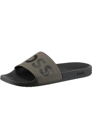 HUGO BOSS Aryeh Slid Badepantolette, Poolslides, Schlappen, Strandschuh, Sommerschuh mit Logoschriftzug
