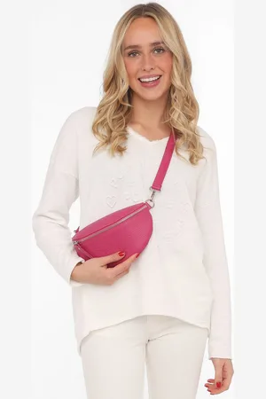 Zwillingsherz Umhängetasche Crossbody Bag Leder, Umhängetasche mit Reißverschluss