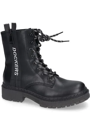 Dockers Schnürstiefel Biker Boots, Plateau Stiefel mit modischem Textilband