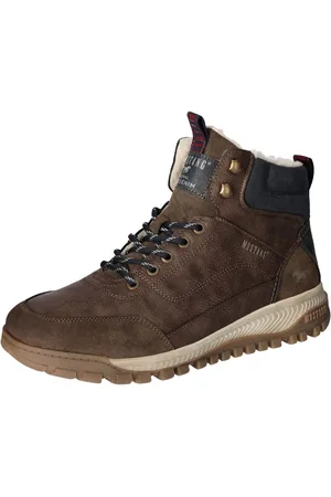 Mustang Winterboots, Keilabsatz, Schnürboots, Stiefelette mit Kontrastbesatz