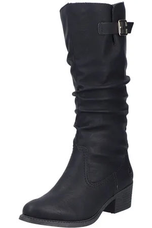 Rieker Winterstiefel, Langschaftstiefel, Blockabsatz, Innenreißverschluss, slouchy Schaft