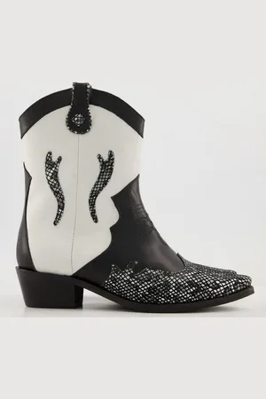 STUDIO UNTOLD Cowboy-Stiefel zweifarbig Leder Snake Print Stiefel - Verkäufer: Popken Fashion Group