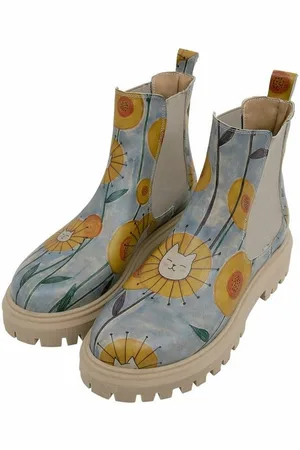 Dogo Damen Aura Cat Flower Vegan Damen Boots / Female Chelseaboots Vegan