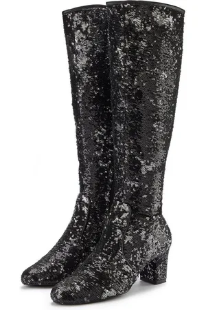 Lascana Paillettenverzierter Langschaftstiefel, Stiefel Langer Stiefel, Stiefelette, Blockabsatz