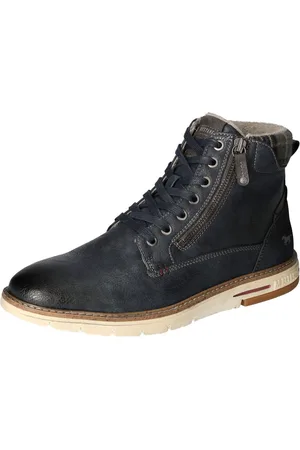 Mustang Winterboots, Schnürboots, Casual-Stiefelette mit kariertem Einsatz am Schaftrand