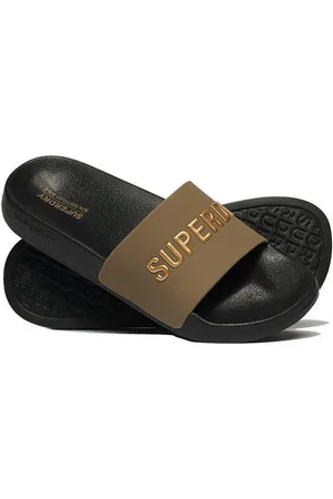 Superdry Damen Bade-Sandalen LOGO VEGAN POOL SLIDE Black Fossil Badesandale - Verkäufer: Fashioncode