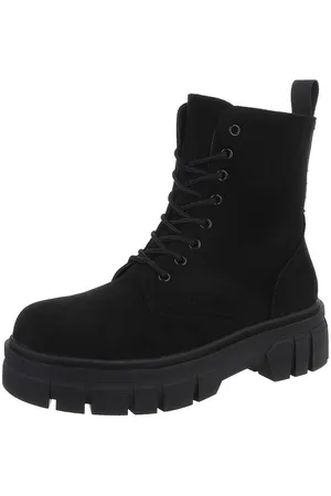 Ital-Design Damen Schnürschuhe Freizeit Schnürstiefelette Schnürstiefelette (87124714) Blockabsatz Plateaustiefeletten in - Verkäufer:
