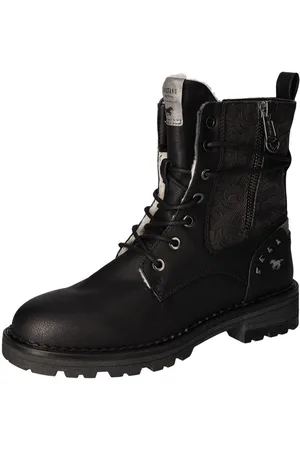 Mustang Winterboots, Blockabsatz, Winterstiefelette, Schnürboots, Logoschriftzüge