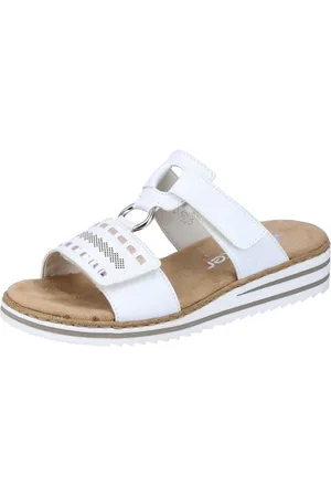 Rieker Pantolette, Keilabsatz, Sommerschuh, Schlappen mit praktischen Klettriemchen