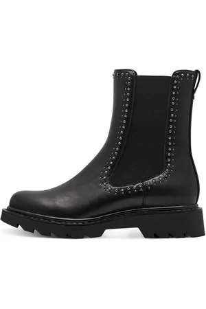 Tamaris Chelseaboots, Blockabsatz, Stiefelette, Bikerboots mit glänzenden Nieten besetzt