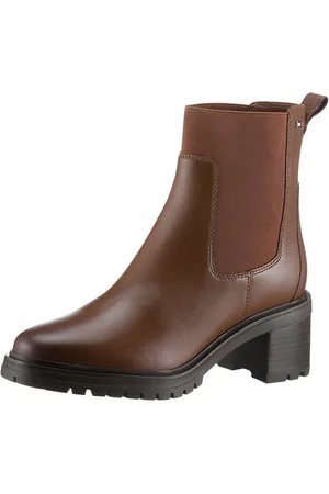 Tommy Hilfiger FLAG MID HEEL LEATHER CHELSEA Chelseaboots, Blockabsatz, Stiefelette, Schlupfboots mit seitlicher Logoflag
