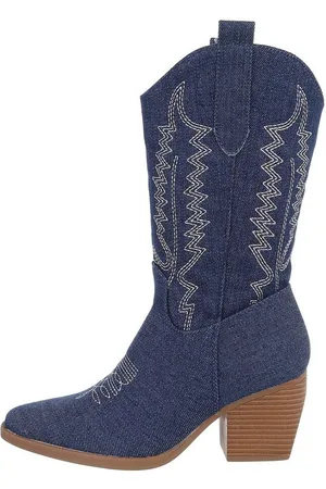 Ital-Design Damen Cowboyboots Western Westernstiefel (84463266) Blockabsatz Western- & Bikerstiefel in Dunkelblau - Verkäufer: