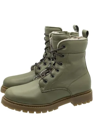 Dianetti Stiefel Boots Damen Teens 9975 Schnürboots Lammfell Oliv Schnürstiefelette - Verkäufer: Alex und Elis Kinderschuhe