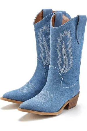 Lascana Cowboy Boots Cowboy Stiefelette, Western Stiefelette, Ankleboots im Denim-Look