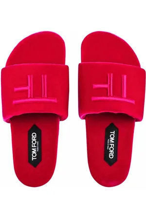 Tom Ford Harrison Velvet Pantoletten Slides Unisex Slipper Hergestellt in Italien, samtige Finish, eingestickte Logo - Verkäufer: eldigo