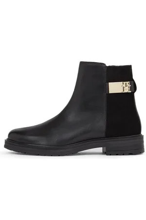 Tommy Hilfiger TH LOGO LEATHER MIX CHELSEA Stiefelette, Blockabsatz, Businesschuh, Boots mit TH-Schmuckelement