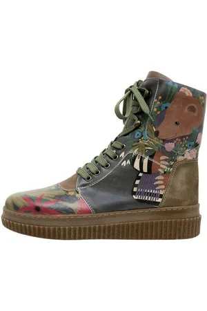 Dogo Future Boots Bear And Flowers Damen Boots / Female Schnürboots Vegan
