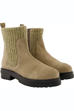 Ulla Popken Chelsea-Boots Leder Melangesstrick Weite H Stiefel - Verkäufer: Popken Fashion Group
