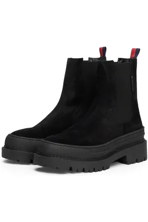 Tommy Hilfiger TJW FOXING CHELSEA SUEDE Chelseaboots, Blockabsatz, Schlupfboots, Stiefelette mit bunter Anziehlasche