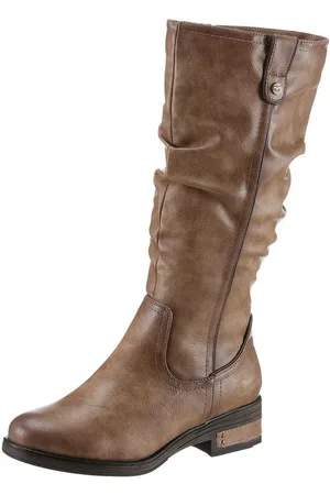 Mustang Winterstiefel, Langschaftstiefel, Blockabsatz, mit Raffungen am slouchy Schaft