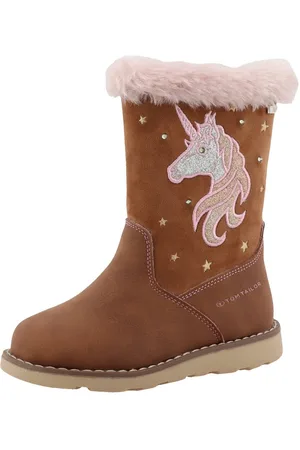 TOM TAILOR Blinkschuh Winterstiefel, Langschafttstiefel, Kinderstiefel mit blinkendem Einhornmotiv