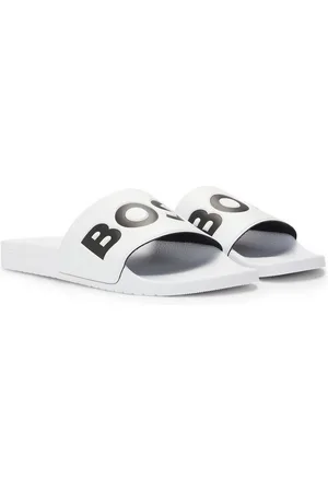 HUGO BOSS Aryeh Slid Badepantolette, Poolslides, Schlappen, Strandschuh, Sommerschuh mit Logoschriftzug