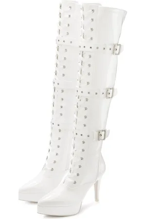 Lascana High-Heel-Stiefelette mit Plateau Overkneestiefel erotische Lack-Optik, mit Zierschnallen