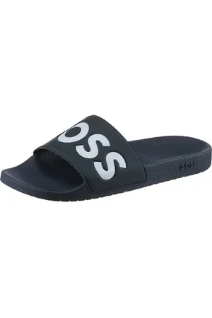 HUGO BOSS Aryeh Slid Badepantolette, Poolslides, Schlappen, Strandschuh, Sommerschuh mit Logoschriftzug