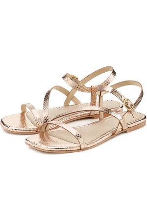 Lascana Sommerschuh Sandale Sandalette, Sommerschuh aus Leder mit modischer Metallic-Optik