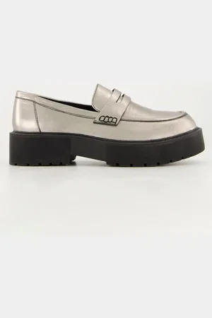 STUDIO UNTOLD Leder-Loafer Echtleder in Silber Plateausohle Mokassin - Verkäufer: Popken Fashion Group