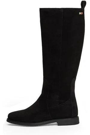 Tommy Hilfiger FLAG SUEDE LONG BOOT ZIP Stiefel, Blockabsatz, Langschaftstiefel, Businesstiefel mit kleinem Logo