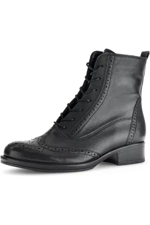 Gabor Schnürstiefelette, Blockabsatz, Schnürboots, Businessschuh mit modischer Lyralochung