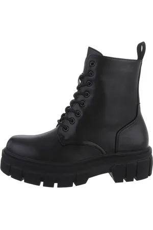Ital-Design Damen Schnürschuhe Freizeit Schnürstiefelette (80951364) Blockabsatz Plateaustiefeletten in - Verkäufer:
