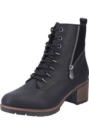 Rieker Winterstiefelette, Schnürstiefelette, Schnürboots, Blockabsatz, schmale Form