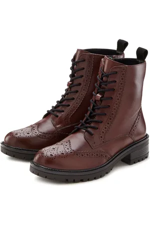 Lascana Schnürboots Schnürstiefelette, Ankle Boots, Leder, Schnüren & Reißverschluss