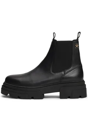 Tommy Hilfiger COMBAT LEATHER LOW CHELSEA Chelseaboots, Blockabsatz, Stiefelette, Chunky Boots mit zwei Anziehlaschen