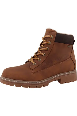 TOM TAILOR Winterboots, Blockabsatz, Winterstiefelette, Schnürboots mit Logoprägung