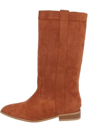 Ital-Design Damen Cowboyboots Western Westernstiefel Blockabsatz Flache Stiefel in Camel - Verkäufer: