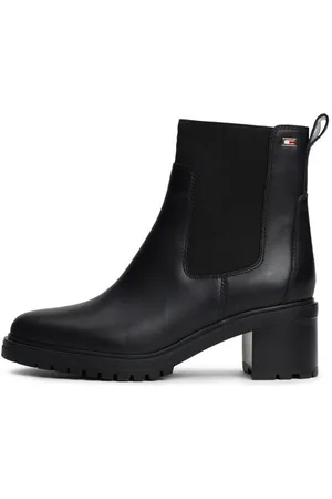 Tommy Hilfiger FLAG MID HEEL LEATHER CHELSEA Chelseaboots, Blockabsatz, Stiefelette, Schlupfboots mit seitlicher Logoflag