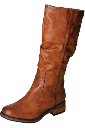 Mustang Winterstiefel, Langschaftstiefel, Blockabsatz, mit Raffungen am slouchy Schaft